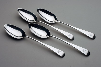 Rare incuse duty mark silver tablespoons (4)